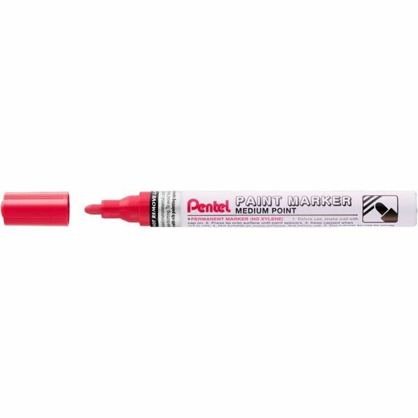 Pentel Medium Point Bullet Tip - Red Ink - Medium Bullet Marker Point - Red Ink - Oil Based, Pigment-based - Metal Barrel - 1 Each