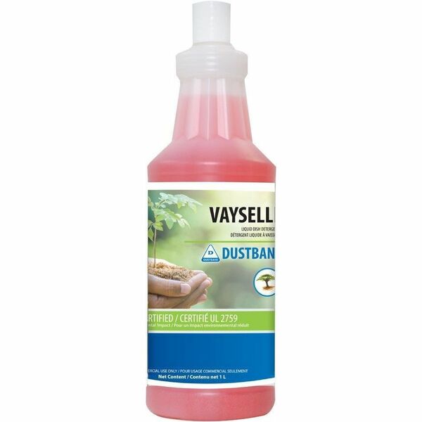 Dustbane Vayselle Liquid Dish Cleaner - For Dish, Food Service Area - Concentrate - Liquid - 1 L - 7 to 8 pH - Fruity, Pleasant Scent - Biodegradable, Solvent Resistant, Phosphate-free, Long Lasting - Red, Orange - 1 / Each