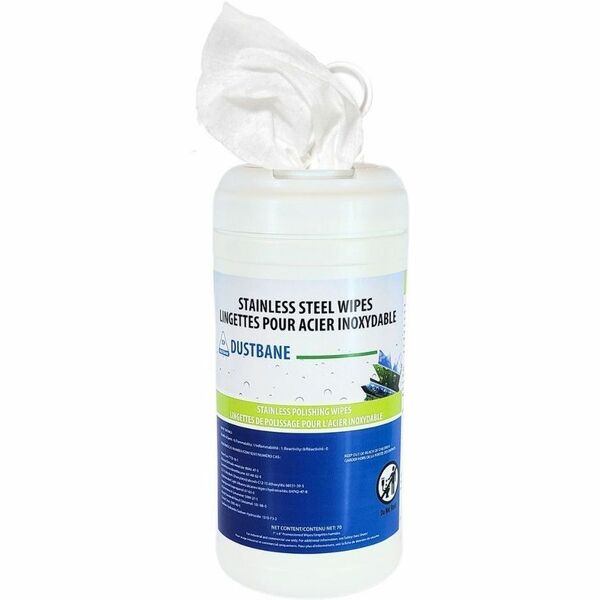 Dustbane Stainless Steel Wipes Water-based Streak-free Polishing - For Multipurpose - Ready-To-Use - Wipe - 7 to 8 pH - Lime, Citrus Scent - Pre-moistened, Residue-free, Easy to Use, Kosher, Streak-free - 6/Pack - 70 / Each