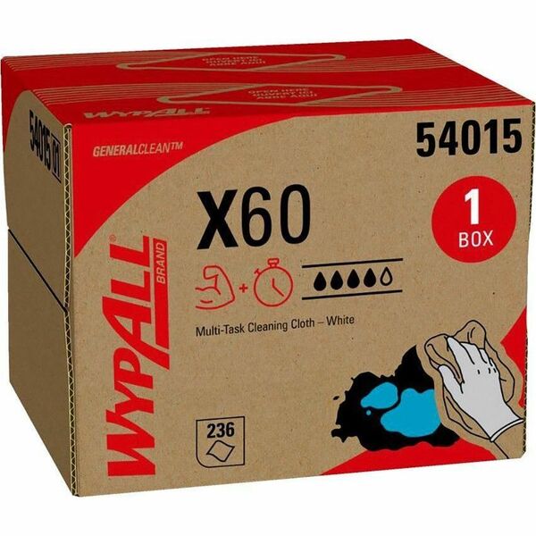 Wypall X60 Reinforced Wipes - WhiteCarton - 252/Carton - 236 / Box