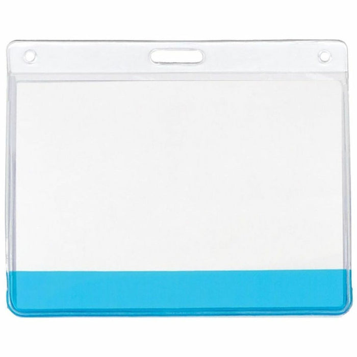 Avery&reg; Translucent Colour Bar Vinyl Name Tag Holder - Support 4" (101.60 mm) x 3" (76.20 mm) Media - Horizontal - Vinyl - Blue - Tear Resistant, Durable, Lanyard, Top Loading - 10 / Pack