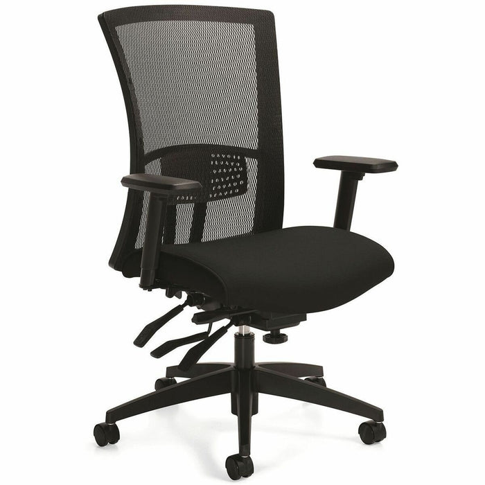 Global Vion Chair - Black Seat Color - Terrace Fabric Seat Material - Black Back Color - Mesh Back Material - High Back - Armrest