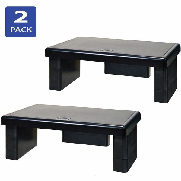 DAC&reg; Stax MP-107x2 Ergonomic Height-Adjustable Monitor Riser/Laptop Stand, Black, 2 Pack