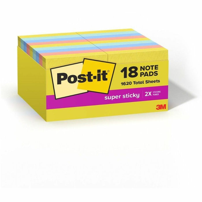 Post-it&reg; Summer Joy Note Pad - 90 Sheets per Pad - 18 /Pad - 18 / Pack