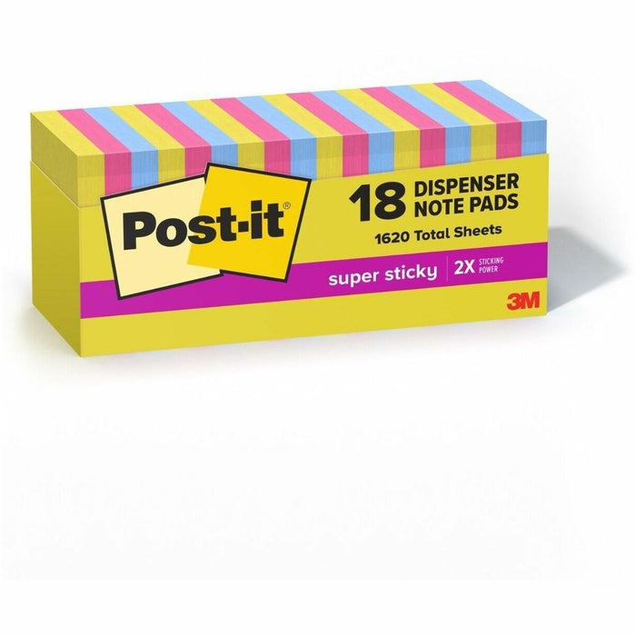 Post-it&reg; Summer Joy Adhesive Note - 90 Sheets per Pad - Super Sticky - 18 / Pack
