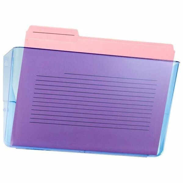 Officemate Blue Glacier Wall Pocket - 3 Pocket(s) - 15" (381 mm) Height x 13" (330.20 mm) Width x 4.1" (104.14 mm) Depth - Stackable - Transparent Blue - Plastic - 1 / Each