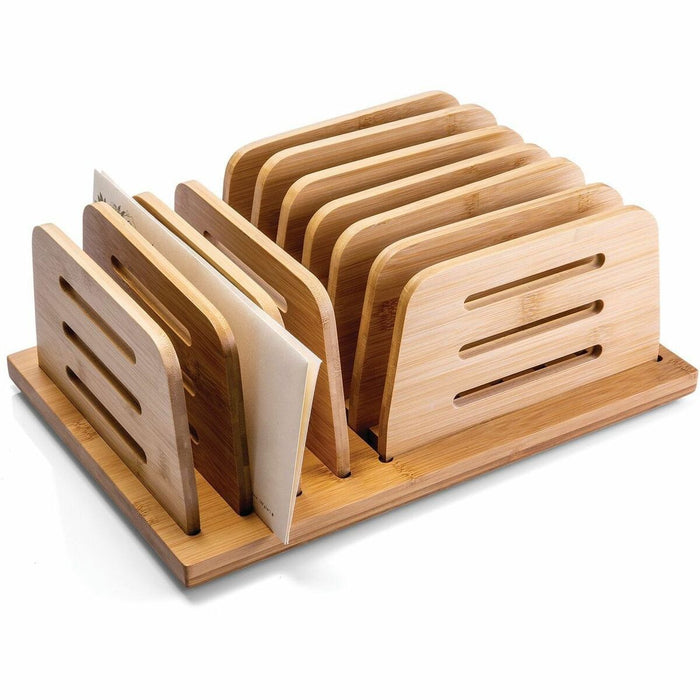 Officemate Desktop File Sorter - 9 Compartment(s) - 3.8" (96.52 mm) Height x 14" (355.60 mm) Width x 10" (254 mm) Depth - Adjustable - Natural Wood Grain - Bamboo - 1 / Each