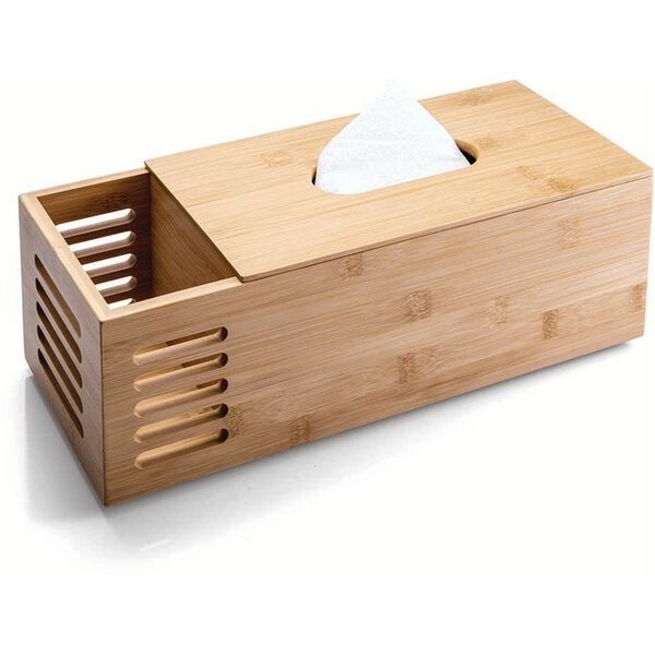 Officemate Tissue Box - Wood, Bamboo - Wood Grain, Bamboo - Eco-friendly, Anti Slip Base, Non-slip, Biodegradable - 1 / Each