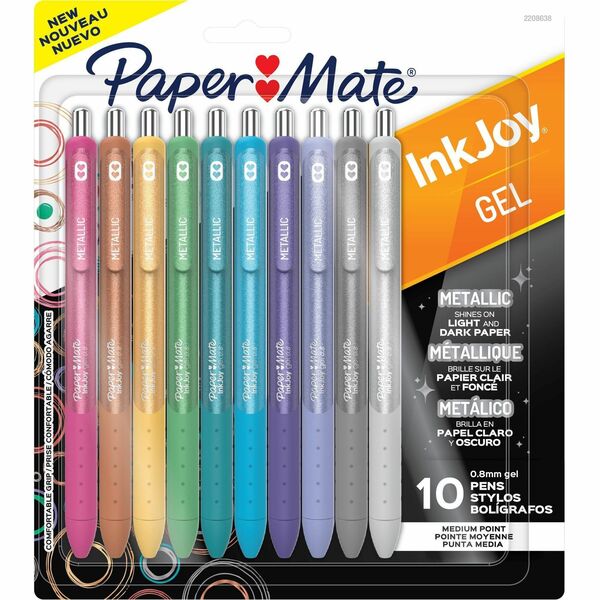 Paper Mate InkJoy Gel Pens - 0.8 mm (0.03") Medium Pen Point - Assorted Ink - Gel-based - Assorted Barrel - 10 / Pack
