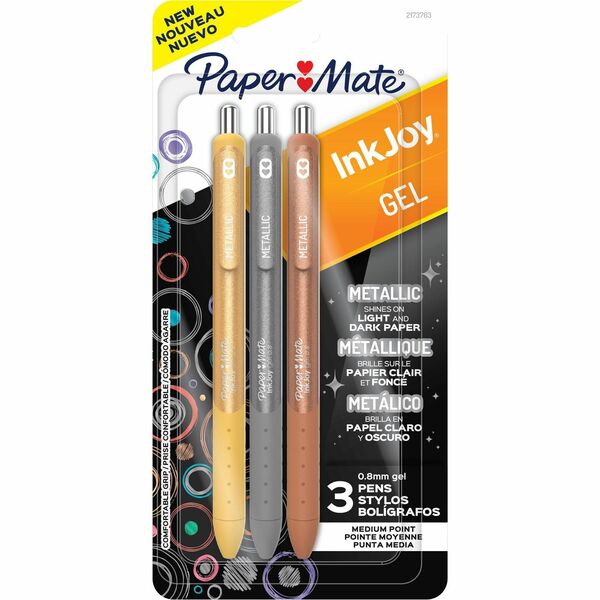 Paper Mate InkJoy Gel Pens - 0.8 mm (0.03") Medium Pen Point - Assorted Ink - Gel-based - Assorted Barrel - 3 / Pack