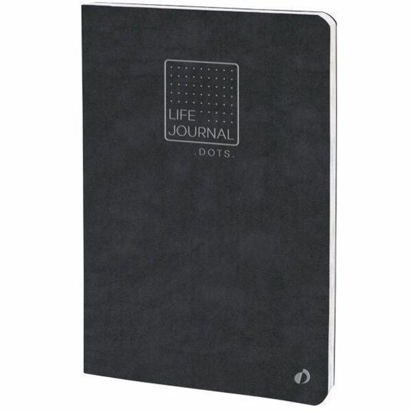 Quo Vadis Life Journal Slim Notebook 6"x8¼" (15x21cm) - 128 Pages - Printed - Dotted/Ruled Front Ruling - 90 g/m² Grammage - 6" (15.24 cm) x 8 1/4" (20.96 cm) Sheet Size - White Paper - Black Cardboard Cover - Index Page, Rounded Corner, Soft Cover,