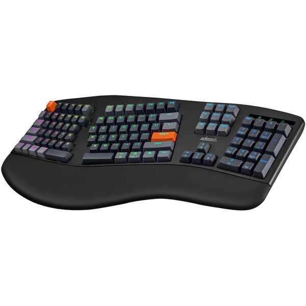 Adesso Easy Touch 1500 Keyboard - Wired/Wireless Connectivity - Bluetooth/RF - 2.40 GHz - USB Type C Interface - RGB LED - 104 Key(s) - CoPilot, Windows Key Hot Key(s) - Windows, macOS, Android - English (US) - PC, Mac - Acrylonitrile Butadiene Styrene (A
