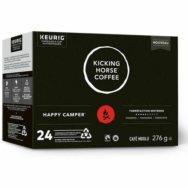 Kicking Horse K-Cup, Pod Coffee Happy Camper Medium Roast - Compatible with Keurig K-Cup Brewer - Medium - 24 K-Cup - K-Cup, Pod - Happy Camper - Organic - 24 / Box