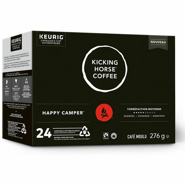Kicking Horse K-Cup, Pod Coffee Happy Camper Medium Roast - Compatible with Keurig K-Cup Brewer - Medium - 24 K-Cup - K-Cup, Pod - Happy Camper - Organic - 24 / Box