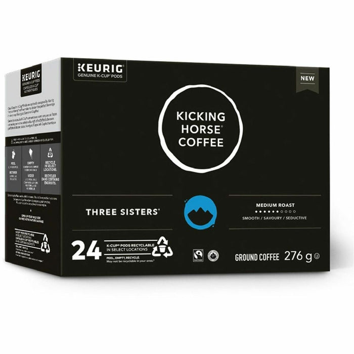 Kicking Horse K-Cup, Pod Coffee Three Sisters Medium Roast - Compatible with Keurig K-Cup Brewer - Medium - 24 K-Cup - K-Cup, Pod - Three Sisters - Organic - 24 / Box