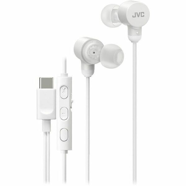 JVC USB-C Wired Earbuds - Stereo - USB Type C, USB 2.0 - Wired - 5 Hz to 40 kHz - Earbud - Binaural - In-ear - 3.9 ft (1.20 m) Cable - White
