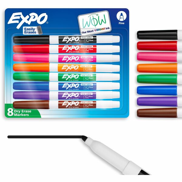 Expo Low-Odor Dry Erase Markers - Fine Marker Point - Erasable - Assorted Ink - Dry - 8 / Set