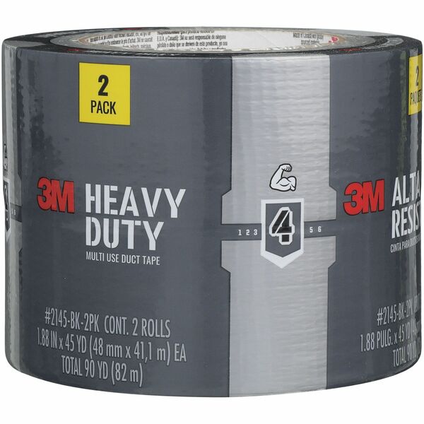 Scotch Heavy Duty Duct Tape 2145-2PK - 45 yd (41.1 m) Length x 1.88" (47.8 mm) Width - Synthetic Rubber, Natural Rubber - Water Resistant - For Holding, Sealing, Repairing, Gripping, Multi Surface, Multipurpose, Home, Office, Worksite - 2 Rolls/Pack - 2 /