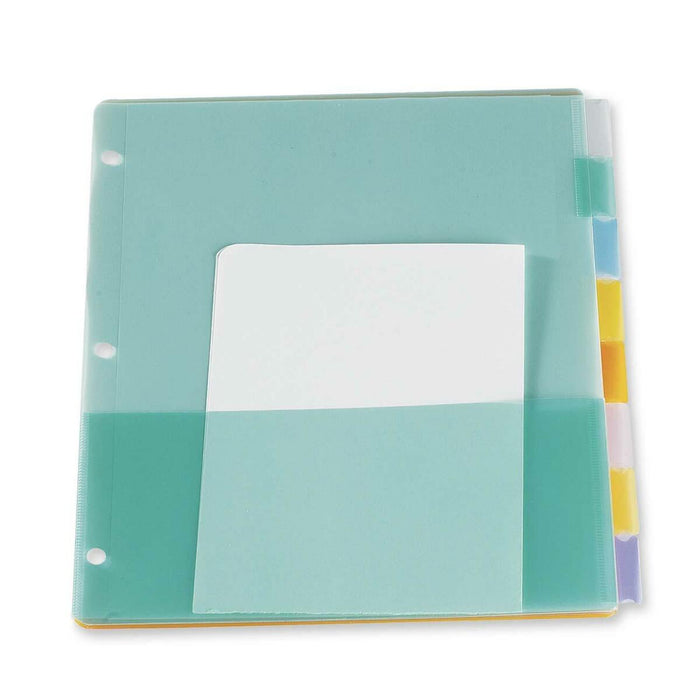 Oxford Poly Divider Page With Pockets - 8 Tab(s) - 8.50" (215.90 mm) Divider Width x 11" (279.40 mm) Divider Length - Letter - 3 Hole Punched - Assorted Poly Tab(s) - No - Punched, Non-stick, Insertable Tab, Pocket, Tear Resistant, Durable, Die-cut, Perfo