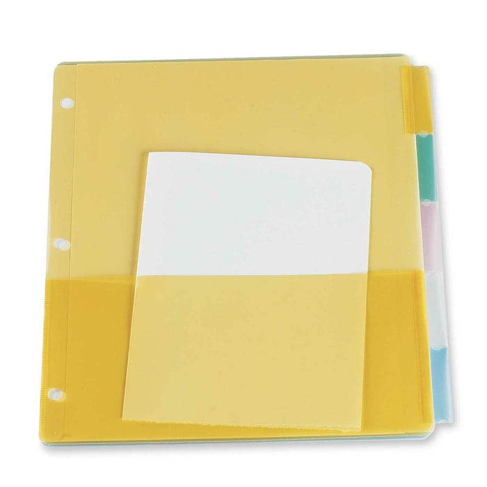 Oxford Poly Divider Page With Pockets - 5 Tab(s) - 8.50" (215.90 mm) Divider Width x 11" (279.40 mm) Divider Length - Letter - 3 Hole Punched - Assorted Poly Tab(s) - No - Punched, Non-stick, Insertable Tab, Tear Resistant, Durable, Perforated, Die-cut -