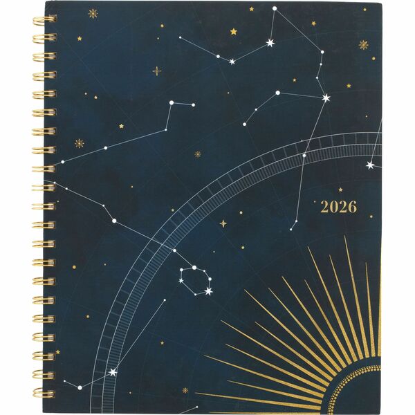 Cambridge Stargazer Weekly/Monthly Planner, 11" x 8-1/2" , Bilingual - Small - Weekly, Monthly - 12 Month - January 2026 to December 2026 - 1 Week, 1 Month Double Page Layout - Letter - 9" (228.60 mm) x 11" (279.40 mm) Sheet Size - Spiral Bound - Blue - P