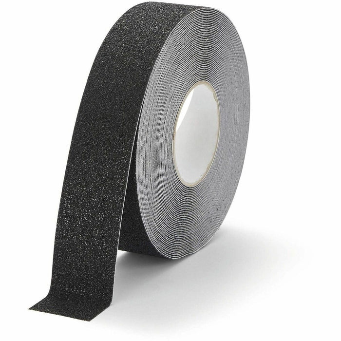 Durable self-adhesive coarse anti-slip tape for improving safety on floors, stairs and covered outdoor areas - 16.4 yd (15 m) Length x 1.97" (50 mm) Width x 27.56 mil (0.70 mm) Thickness - Black - Aluminum, Plastic - Abrasion Resistant, Slip Resistant - F