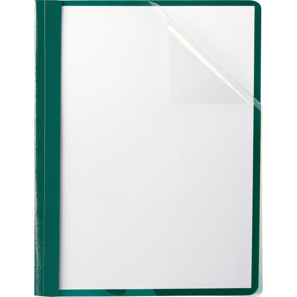 Oxford Letter Recycled Report Cover - 8 1/2" (215.90 mm) x 11" (279.40 mm) - 100 Sheets Capacity - 3 x Tang Fastener - 1/2" (12.70 mm) Fastener Capacity - Leatherette - Hunter Green - 10% Recycled - 25 / Box