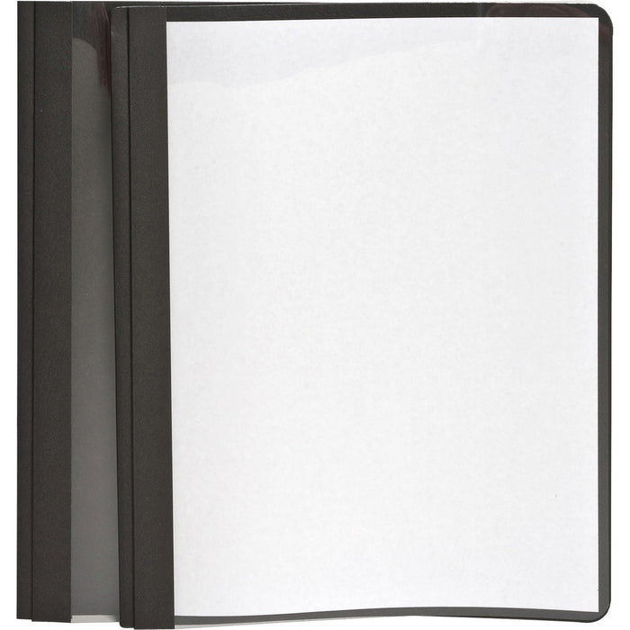 Oxford Letter Report Cover - 8 1/2" (215.90 mm) x 11" (279.40 mm) - 100 Sheets Capacity - 3 x Tang Fastener(s) - 1/2" (12.70 mm) Fastener Capacity - Leatherette - Black, Clear - 25 / Box