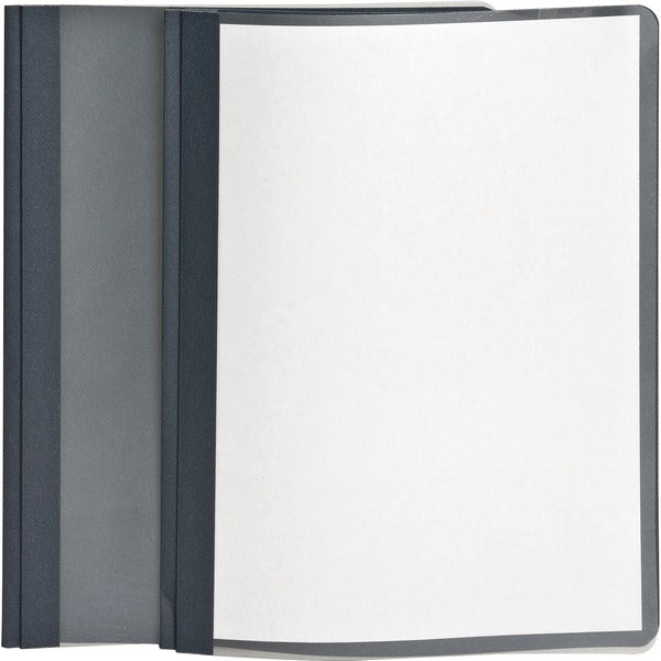 Oxford Letter Recycled Report Cover - 8 1/2" (215.90 mm) x 11" (279.40 mm) - 100 Sheets Capacity - 3 x Tang Fastener - 1/2" (12.70 mm) Fastener Capacity - Leatherette - Dark Blue, Clear - 10% Recycled - 25 / Box