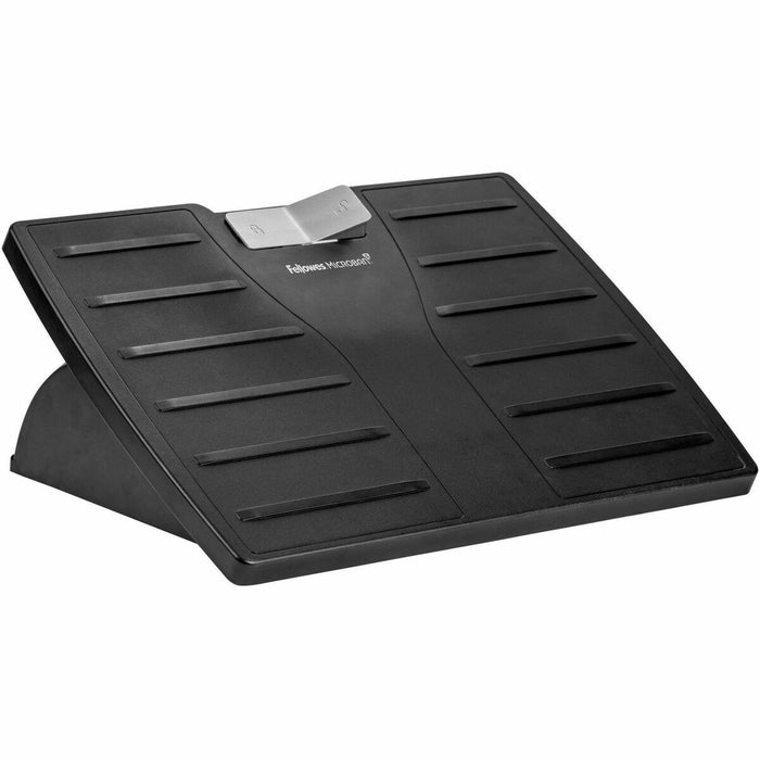 Fellowes Office Suites Adjustable Footrest - 30&deg; Tilt - Black, Silver - Plastic - 1 Each