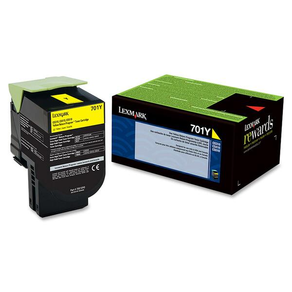 Lexmark Unison 701Y Original Standard Yield Laser Toner Cartridge - Yellow - 1 Each - 1000 Pages