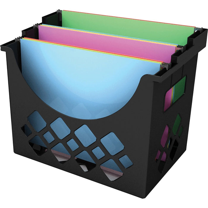 Deflecto Sustainable Office Desktop Hanging File Holder - 9.6" (244.35 mm) Height x 13.3" (336.55 mm) Width x 8.5" (215.90 mm) Depth - Desktop - Sturdy - 30% Recycled - Black - 1 Each
