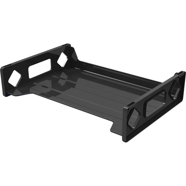 Deflecto Sustainable Office Stackable Desk Tray - 2.8" (69.85 mm) Height x 13" (330.20 mm) Width x 9" (228.60 mm) Depth - Desktop - Durable, Stackable - 30% Recycled - Black - Plastic - 1 Each