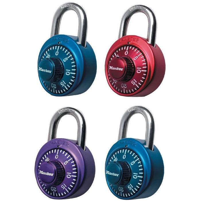 Master Lock Assorted Numeric Combination Locks - 3 Digit - Master Keyed - 0.28" (7 mm) Shackle Diameter - Cut Resistant - Stainless Steel - Assorted - 1 Each