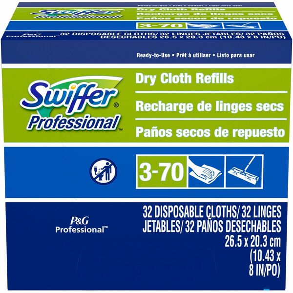 Swiffer Sweeper Dry Cloths Refill - Unscented, Residue-free - Cloth - White - 32/Box - 32 / Box