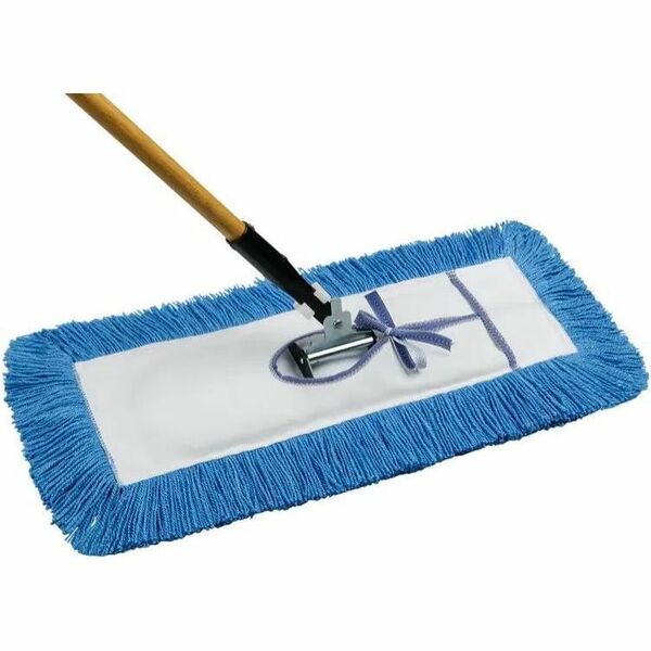 M2 Professional 18" All-In-One Dust Mop Combo - Nylon Yarn Head - Wood Handle - Durable, Sturdy, Easy to Use - Blue - 1 Pack