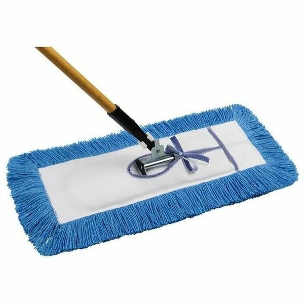 M2 Professional 36" All-In-One Dust Mop Combo - Nylon Yarn Head - Wood Handle - Durable, Sturdy, Easy to Use - Blue - 1 / Each