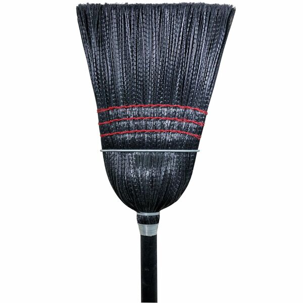 M2 Professional Plastic Warehouse Corn Broom - Black - Hardwood Handle - Black - 1 / Each