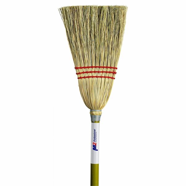 M2 Professional Lobby Corn Broom - 3 String - Hardwood Handle - Black - 1 / Each