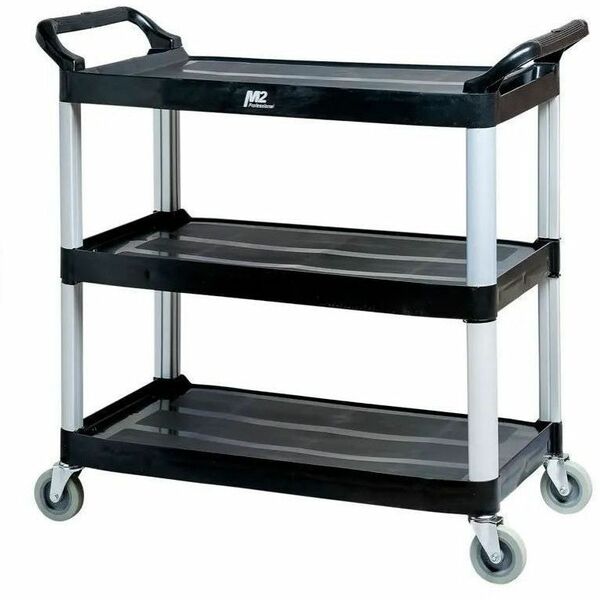 M2 Professional Large Utility Cart - 3 Shelf - 4 Casters - Aluminum, Plastic - 1 / Each