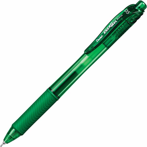 Pentel EnerGel-X Rollerball Pen - 0.5 mm (0.02") Fine, 0.5 mm (0.02") Needle Pen Point - Refillable - Retractable - Green Ink - Liquid Gel Ink - Green Barrel - Metal Tip - Writing - 1 / Piece