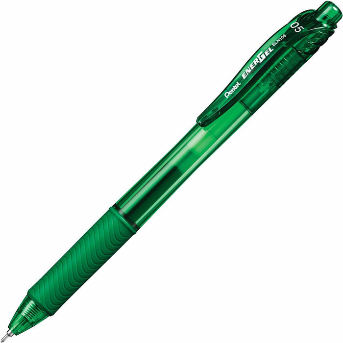 Pentel EnerGel-X Rollerball Pen - Refillable - Retractable - Green Ink - Liquid Gel Ink - Green Barrel - Metal Tip - Writing - 1 / Piece