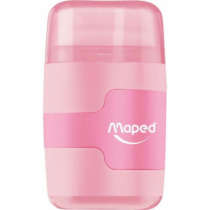 Maped Pastel Duo Connect Pencil Sharpener & Eraser - 2 Hole(s) - Assorted - 1 Each