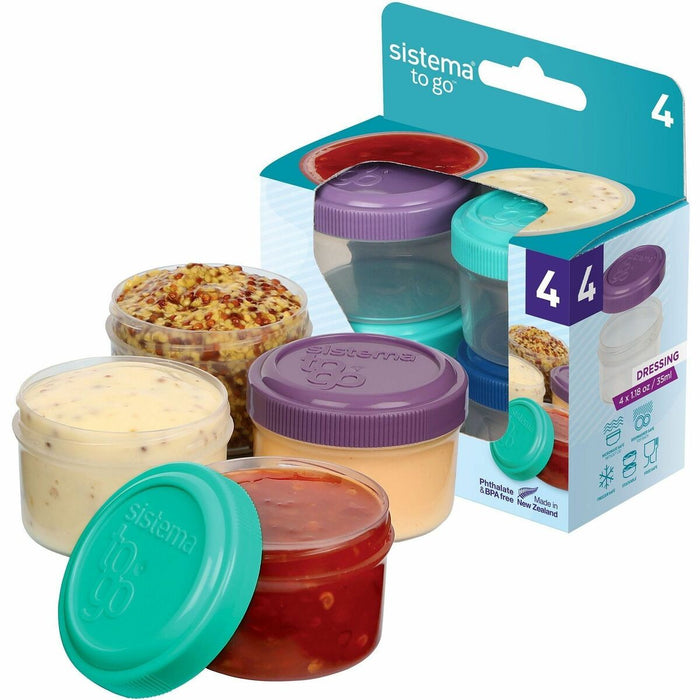 Sistema Dressing To Go Container - 4 Pieces - Food Storage - Dishwasher Safe - Microwave Safe - 4 / Pack