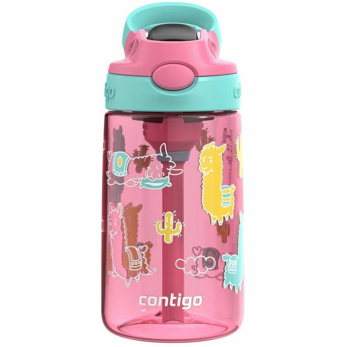 Contigo Aubrey Leak-Proof Spill-Proof Water Bottle, 14 oz - 414.03 mL - Azalea Jade Llama - Plastic, Silicone