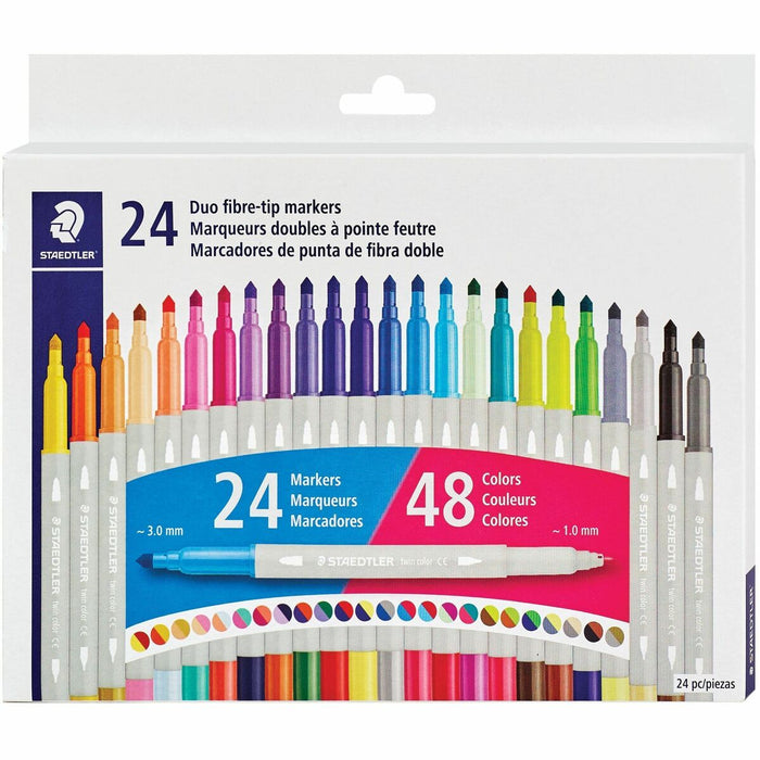 Staedtler Pen - Washable - Assorted Ink - Water Based - Plastic Barrel - Fiber Tip - 10 / Pack