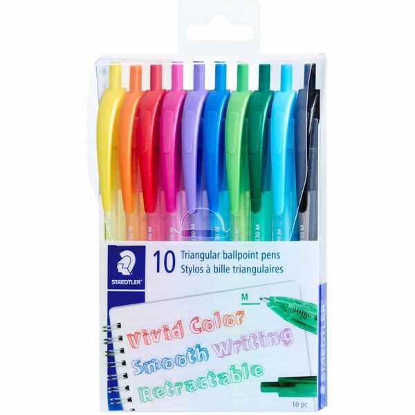 Staedtler Ballpoint Pen - Retractable - Triangular Barrel - 10 / Pack