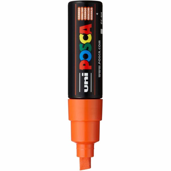 uniball&trade; Posca Paint Marker - 8 mm (0.31") Broad Chisel Marker Point - Orange Ink - Water Based - 6 / Box