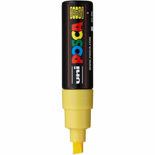 uniball&trade; Posca Paint Marker - 8 mm (0.31") Broad Chisel Marker Point - Yellow Ink - Water Based - 6 / Box