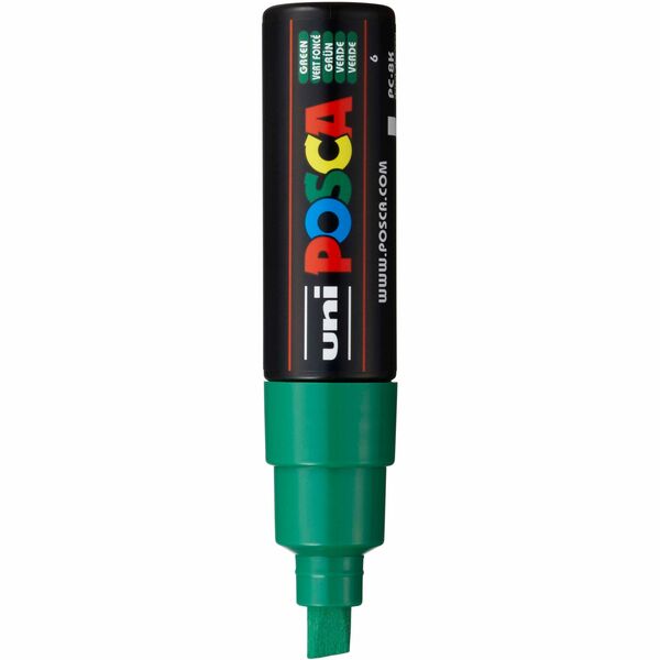 uniball&trade; Posca Paint Marker - 8 mm (0.31") Broad Chisel Marker Point - Green Ink - Water Based - 6 / Box
